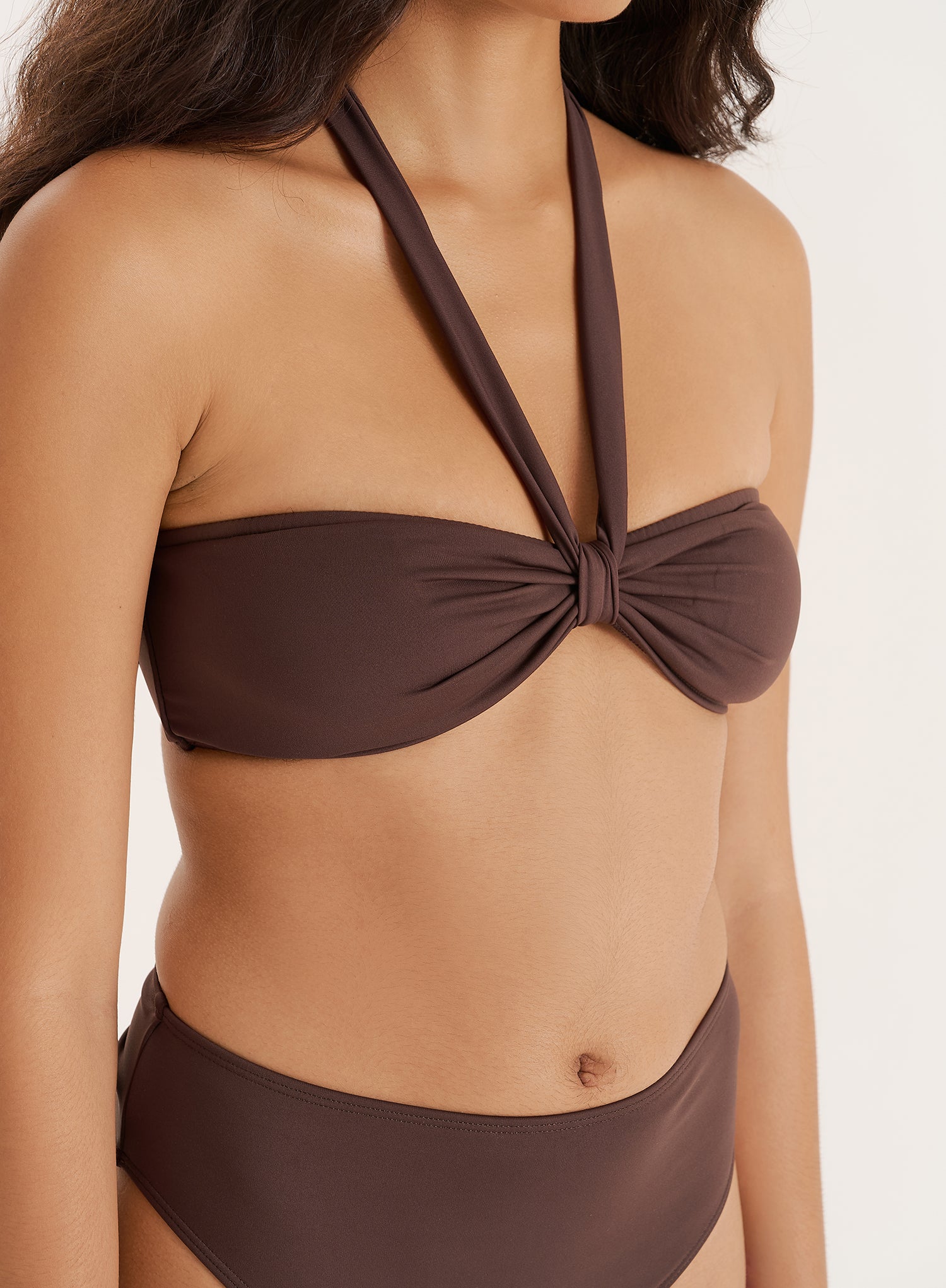 Chocolate Halterneck Tie Bikini Top